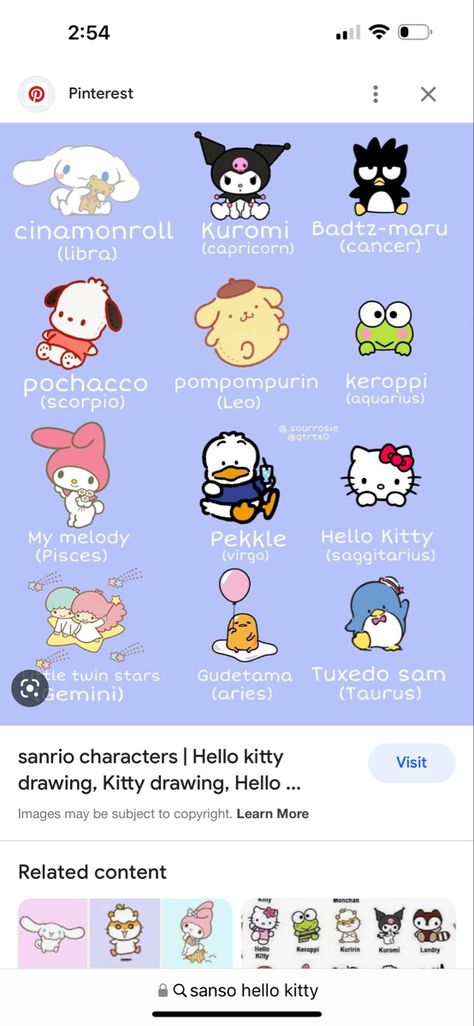 Your Month Your Sanrio Character, Hello Kitty Friends Name, Saniro Charcters Names, How To Draw Pochacco, All Sanrio Characters Names, Hello Kitty Characters Names, Sanrio Zodiac Signs, Sanrio Username Ideas, Sanrio Names