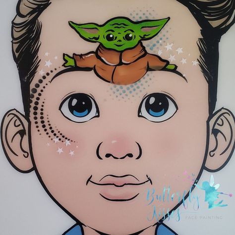 baby Yoda designs Grogu Face Paint, Face Paint Star Wars, Baby Yoda Face Paint, Yoda Face Paint, Star Wars Face Paint, Kiss Face Paint, Super Hero Tattoos, Superhero Face Painting, Hero Tattoo