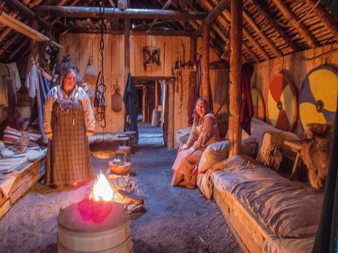 Inside Vikings' house, L'Anse Aux Meadows, Newfoundland, Canada | Flickr - Photo Sharing! Viking Hall, L'anse Aux Meadows, Viking Home, Viking People, Viking Party, Viking House, Viking Village, Newfoundland Canada, Long House