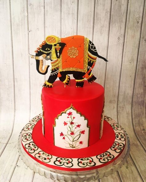 Hot Pink Cake, India Cakes, 1 Tier Cake, Hot Pink Cakes, Indian Cake, Elephant Cake, Elephant Cakes, Cake Decorating With Fondant, Cake Studio