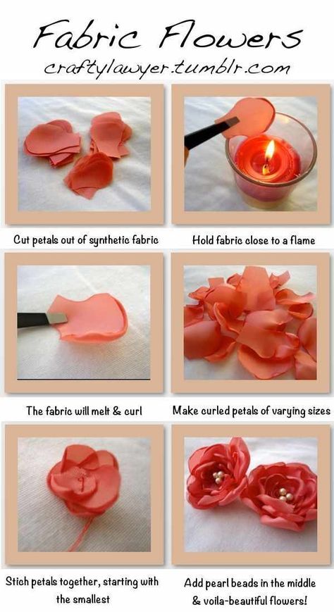 Easy Fabric Flowers, Sulaman Pita, Making Fabric Flowers, Diy Flores, Fleurs Diy, Fabric Flower Tutorial, Handmade Flowers Fabric, Organza Flowers, Cloth Flowers