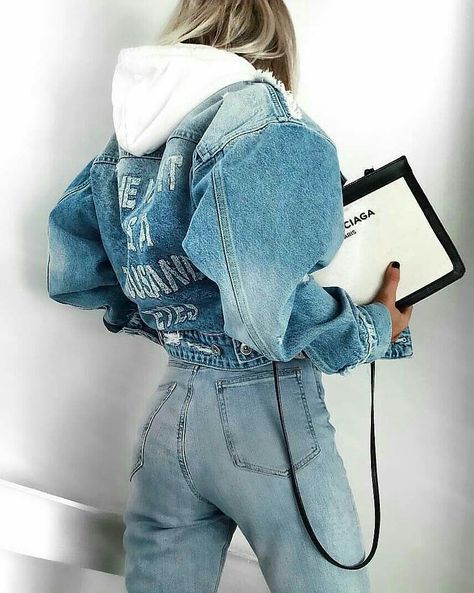 All Jeans, Fashion Days, Jeans Jacket, Outfit Goals, Fashion Killa, Outfits Casuales, Look Cool, Look Fashion, Cropped Jeans