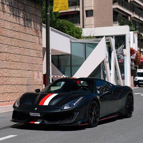 Monaco, Monte Carlo. Ferraris driver Charles Leclerc driving his custom Ferrari 488 Pista Spider Charles Leclerc Driving, Custom Ferrari, Ferrari 488 Pista Spider, Ferrari Spider, Ferrari 488 Pista, Black Cars, Monaco Monte Carlo, Ferrari California, Going Shopping