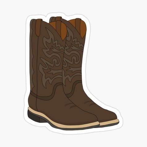 Cowboy Stickers, Country Stickers, Texas Boots, Rustic Boots, Bujo Stickers, Book Stickers, Brown Cowboy Boots, Horse Crafts, Country Boots