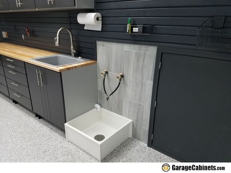 A general contractor named Dan thought it was time to achieve his dream garage. With Dan being a contractor, he knew exactly what he was looking for in his garage. It was important for him to have a garage workbench with storage. This would let him work on multiple projects all in the same place. The way he transformed his garage will blow your mind. Garage Sink, Garage Vacuums, Workbench With Storage, Garage Wall Storage, Storage Garage, Cabinets Storage, Sink Ideas, Small Sink, Garage Work Bench