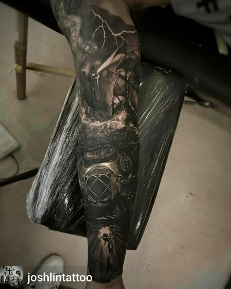 Deep Sea Tattoo Sleeve, Deep Sea Tattoo, Pirate Tattoo Sleeve, Sea Tattoo Sleeve, Sea Tattoos, Underwater Tattoo, Octopus Tattoo Sleeve, Octopus Tattoo Design, Pirate Tattoo