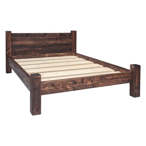 Buy Funky Chunky Furniture Double Plank Headboard Bed Frame today. Handmade in the UK from solid wood and delivered to your door. Plank Bed, Plank Headboard, Headboard Bed Frame, Wooden Bed Frame Rustic, Solid Wood Bedroom Furniture, Rustic Bed Frame, Reclaimed Wood Headboard, Solid Wood Bed Frame, Headboard Bed