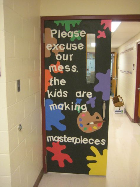 Tales from the Traveling Art Teacher! Art Room Door, Art Room Doors, Traveling Art, Art Bulletin Boards, Art Room Posters, Art Classroom Management, Room Door Decorations, Classe D'art, Teacher Door