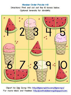 Number Puzzles! Summer Puzzle, Teaching Freebies, Teaching Games, Kindergarten Rocks, Teaching Game, Math Madness, Picnic Theme, Summer Preschool, Classroom Freebies