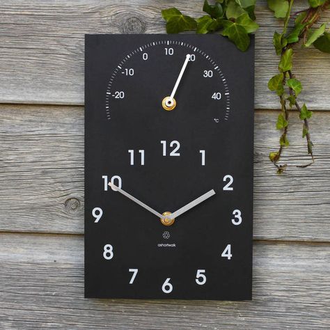 ashortwalk Eco Recycled Outdoor Clock And Thermometer Garden Clocks, Outdoor Wall Clocks, Clock Tattoo Design, Outdoor Range, Outdoor Thermometer, Outdoor Clock, Eco Friendly Garden, Simple Wall Decor, Clock Tattoo