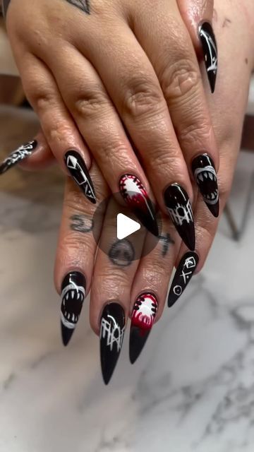 Sassy Nails and Supplies on Instagram: "Repost from @nailedby_james • This amazing set created for the upcoming @sleep_token concert ❤️‍🔥 absolutely loved doing these 🥰  #nails #nailart #gelnails #acrylicnails #tattoo #music #explorepage  #fypシ" Tattoo Music, Prison Tattoos, Sleep Token, Sassy Nails, Gel Nail Art, Instagram Repost, Nails Nailart, Nail Tech, Makeup Nails