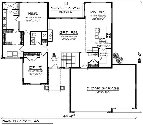 Arts & Crafts House Plan First Floor - Stacie Shingle Craftsman Home 051D-0800 - Shop House Plans and More Granny Pods, Plan 2d, Craftsman Ranch, Cottage Floor Plans, Ranch Style House Plans, Retirement House, Open Concept Floor Plans, Craftsman Style House, House Plans And More