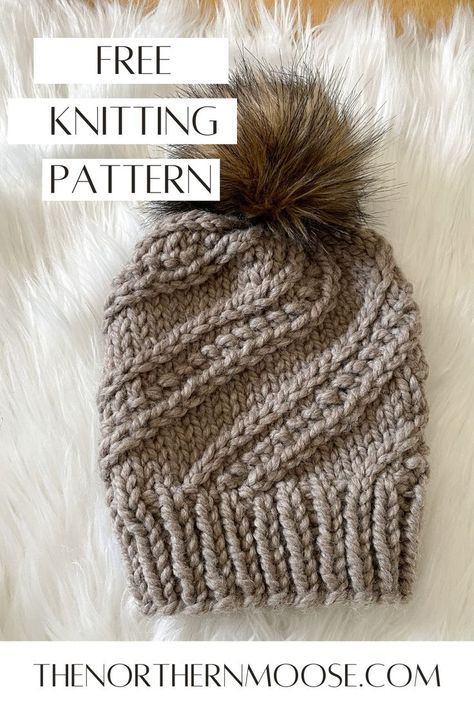 Knitting Patterns Hats Women, Cable Knit Hat Pattern, Cabled Hat Pattern, Beanie Pattern Free, Crochet Beanie Pattern Free, Intermediate Knitting Patterns, Beanie Knitting Patterns Free, Knit Beanie Pattern, Knit Headband Pattern