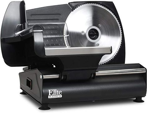 Amazon.com: Elite Platinum EMT-503B Ultimate Precision Electric Deli Food Meat Slicer, Removable Stainless Steel Blade, Adjustable Thickness, Ideal For Cold Cuts, Hard Cheese, Vegetables & Bread, 7.5”, Black: Kitchen & Dining Cheese Vegetables, Vegetable Bread, Meat Slicer, Bread Slicer, Food Slicer, Food Meat, Deli Style, Meat Slicers, Sliced Meat