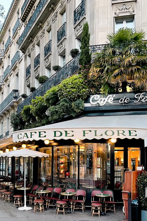 Famous Café de Flore Cafe Le Fleur Paris, Paris Cafe Exterior, Paris Outdoor Cafe, Paris Restaurants Exterior, Famous Cafes In Paris, Pretty City, Cafe Pictures, City Paris, Bali Lombok