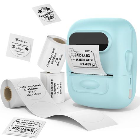 PRICES MAY VARY. Widely Use 2 Inch Barcode Printer- P50 Label maker with tapes of 1.57 "x1.18"（40x30mm）white gap label. The label machine uses thermal printing technology, which only supports black and white printing instead of color printing. Save you a lot of time for handwriting labels, allowing you to focus more on your small businesses. Easy Use Barcode Printer for Retail- Marklife P50 Label makes can print width range of is 0.59''-2.24''. Mini Bluetooth wireless thermal mobile label printe Small Business Home Office, Home Office Blue, Barcode Label, Office Blue, Label Maker Machine, Barcode Labels, Best Printers, Electronic Musical Instruments, Sticker Maker