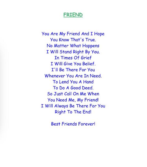 Friend Best Friend Poems Deep Short, Quotes That Rhyme, Poems Friendship, Rhyming Poems For Kids, Friendship Articles, Short Best Friend Quotes, Rhyming Quotes, Bestie Quotes