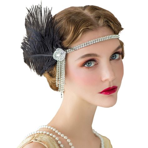 20s Headband, Great Gatsby Accessories, Peacock Headband, Flapper Outfit, Flapper Hair, Gatsby Hair, 1920s Headband, Gatsby Headpiece, Flapper Headpiece