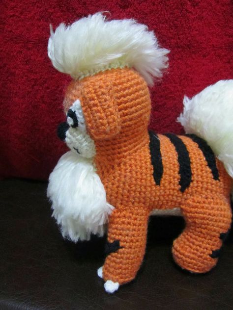 The pokemon crochet journey!: Pokemon #58 - Growlithe [Part 5 - Final] Pokemon Hat, Pokemon Crochet, Pokemon Crochet Pattern, Crochet Pokemon, Cross Stitch Needles, Dk Weight Yarn, Dk Yarn, Planning Ahead, Single Crochet