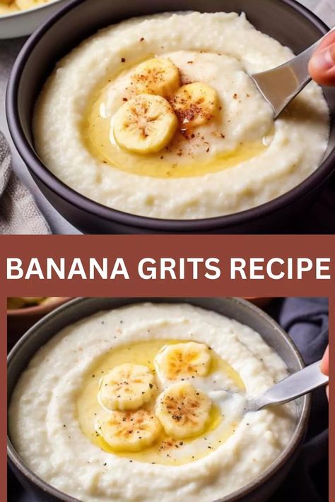 Sweet Grits, Quick Grits, Stone Ground Grits, Creamy Grits, Grits Recipe, Southern Dishes, Banana Slice, Cinnamon Banana, Baked Fish