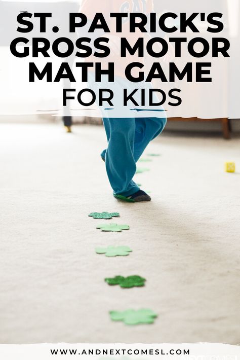 Looking for St. Patrick's Day gross motor activities? Try this simple shamrock gross motor math game! #stpatricksday #kidsactivities #grossmotor #grossmotoractivities Preschool Gross Motor Activities, St Patricks Day Preschool, Preschool Gross Motor, Gross Motor Activity, Fun Educational Activities, Math Activities For Kids, Math Games For Kids, Gross Motor Activities, Motor Skills Activities