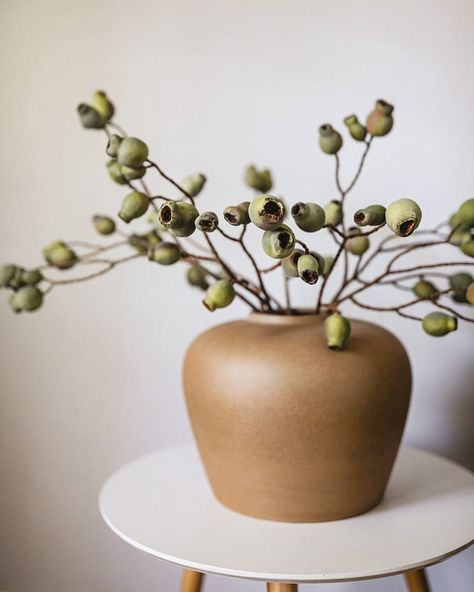 Faux Eucalyptus Pods Styled in Vase Farmhouse Greenery Decor, Hallway Plants, Natural Flower Arrangements, Fake Greenery, Mantle Styling, Fake Flower Arrangements, Outdoors Indoors, Winter Florals, Unique Floral Arrangements