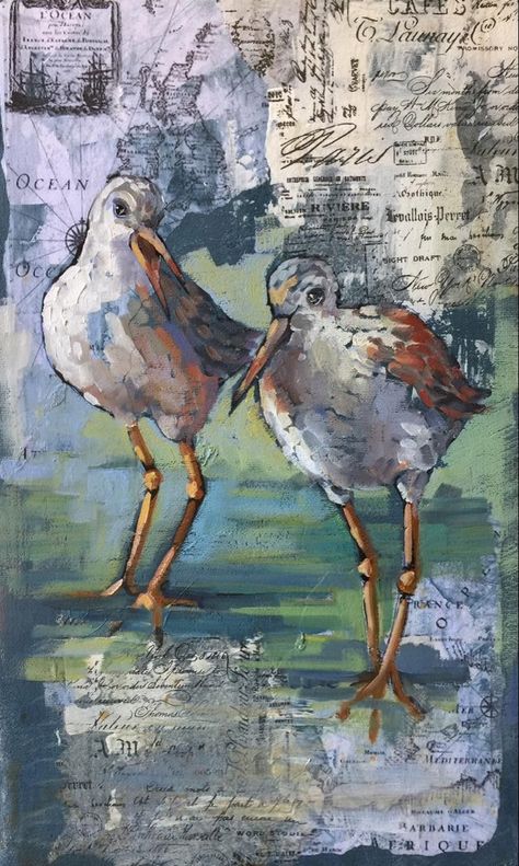 Gelli Printing Art, Collage Art Projects, Paper Collage Art, Hur Man Målar, Collage Art Mixed Media, Encaustic Art, Wildlife Art, Art Journals, Bird Art