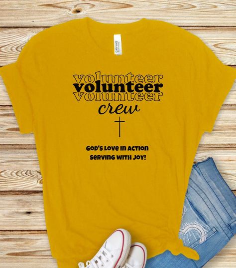 Church Volunteer Crew T Shirt for Event Volunteer Crew T - Etsy Church Merch, Kids Church Decor, Church Volunteers, Volunteer Shirt, Church Fundraisers, Love Is An Action, Ministry Ideas, Tshirt Ideas, Kids Church