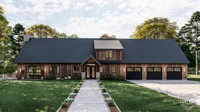 Modern Barndominium Floor Plans, Ranch Bardominium, Ranch Style Barndominium, Stucco House, Advanced House Plans, Rustic Barndominium, Barn Plan, Barndominium Plans, Car Barn