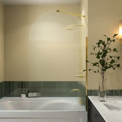 Shower Doors - Bed Bath & Beyond Walk In Shower With Tub, Bathtub Screen, Glass Shower Panels, Bathtub Doors, Reeded Glass, Glass Shower Enclosures, Shower Panel, Fluted Glass, Tub Doors