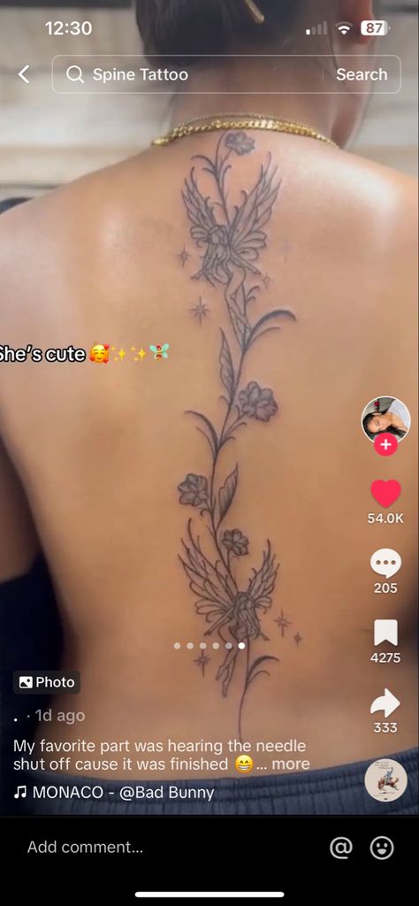 Spine Tattoo Inspo Women, Spine Tat Black Women, Spine Tattoos Black Women, Spine Tattoo Black Women, Spine Tattoos For Black Women, Basic Tattoos, Girl Back Tattoos, Small Pretty Tattoos, Spine Tattoos For Women