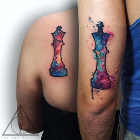 Chess Queen Tattoo, Chess Piece Tattoo, Chess Tattoo, Him And Her Tattoos, Couple Tattoos Love, Queen Chess, Queen Chess Piece, Z Tattoo, Couples Tattoo Designs