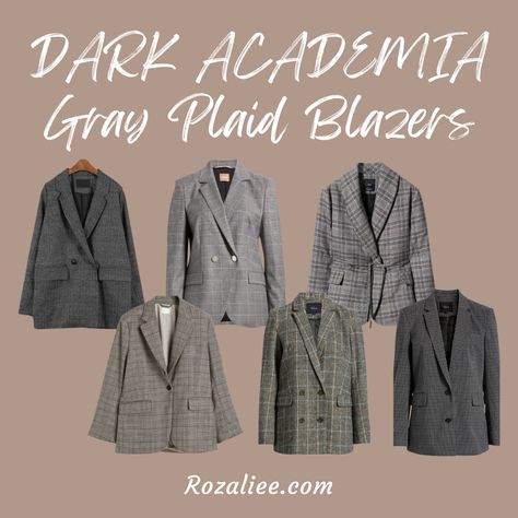 Shop dark academia blazers and other curated products on LTK, the easiest way to shop everything from your favorite creators. #darkacademiablazer #blazerdarkacademia #darkacademiablazeraesthetic dark academia aesthetic fashion blazer gray blazer dark academia dark academia plaid blazer Dark Academia Gray Outfit, Blazer Types, Shop Dark Academia, Blazer Dark Academia, Academia Aesthetic Fashion, Dark Academia Outfit Aesthetic, Academia Outfits Aesthetic, Dark Academia Aesthetic Fashion, Dark Academia Aesthetic Outfit