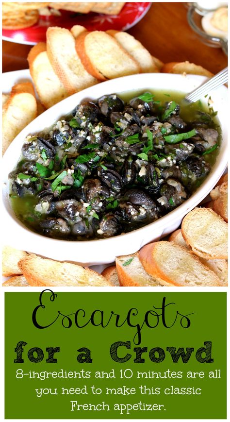 Escargots à la Bourguignonne are tender & delicious. Serve with a crusty baguette for sopping up the butter sauce & you have the perfect quick & easy app. Escargot Recipes, Escargot Recipe, French Appetizers, Snails Recipe, Easy App, Exotic Food, French Cooking, Entertaining Recipes, More Recipes