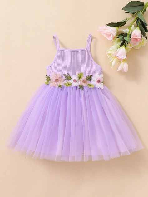 Frocks For Kids, Purple Cute, Casual Frocks, Girls Cuts, Cute Dress Outfits, Fashion Vocabulary, Baby Clothes Patterns, Floral Cami, Crochet Girls