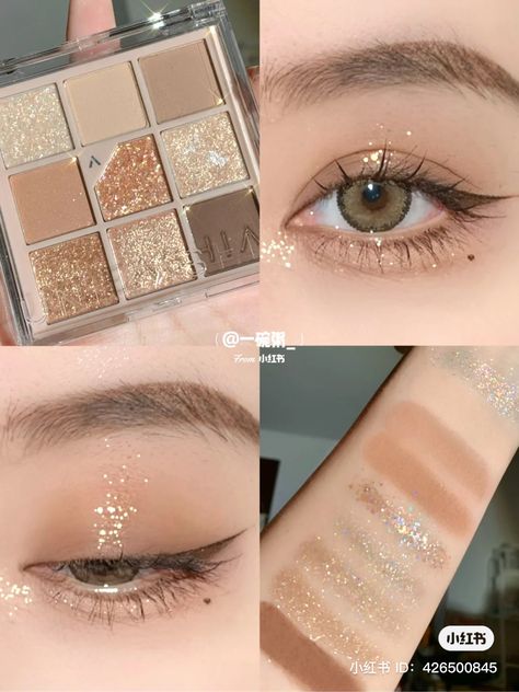 Eye Shadow Aesthetic, Douyin Makeup, Cute Eye Makeup, Eye Makeup Techniques, Beauty Makeup Tutorial, Ulzzang Makeup, Glitter Eye Makeup, Pinterest Makeup, Brown Makeup