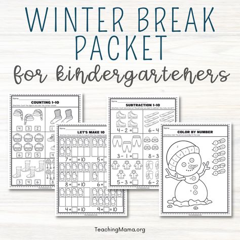 Winter Break Math Packet for Kindergarteners Back From Winter Break Activities Kindergarten, Winter Worksheets, Winter Break Activities, December Math, December Kindergarten, Sight Word Readers, Teaching Mama, Baking Soda And Vinegar, Sight Words Printables