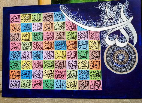 Names Painting, Calligraphy Name Art, Allah Mohammad, Calligraphy Wallpaper, Arabic Calligraphy Painting, Calligraphy Writing, Islamic Art Canvas, Calligraphy Artwork, Islamic Caligraphy Art