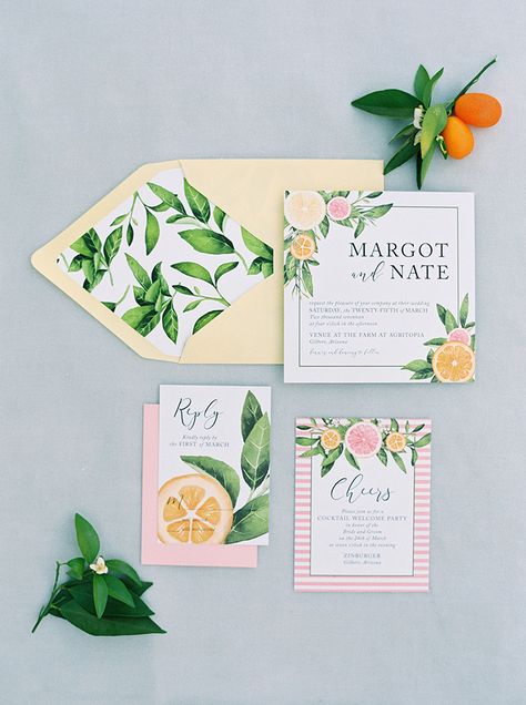 Citrus and Copper Orchard Wedding Inspiration - photo by Melissa Jill Photography http://ruffledblog.com/citrus-and-copper-orchard-wedding-inspiration Citrus Themed Wedding, Wedding Planner Branding, Citrus Wedding Invitations, Planner Branding, Citrus Wedding, Orchard Wedding, Yosemite Wedding, Wedding Invitation Inspiration, Themed Wedding Invitations