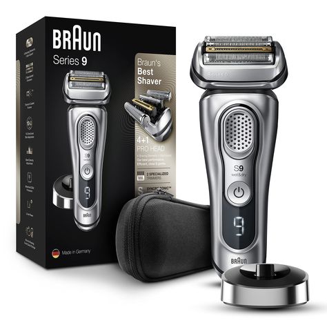 Braun Electric Razor for Men, Waterproof Foil Shaver, Series 9 9330s, Wet & Dry Shave, With Pop-Up Beard Trimmer for Grooming, Leather Travel Case & Charging Stand, Silver Braun Shaver, Beard Shaver, Best Shave, Electric Shaver Men, Beard Trimmer, Electric Razor, Wet Shaving, Beard Trimming, Grooming Tools