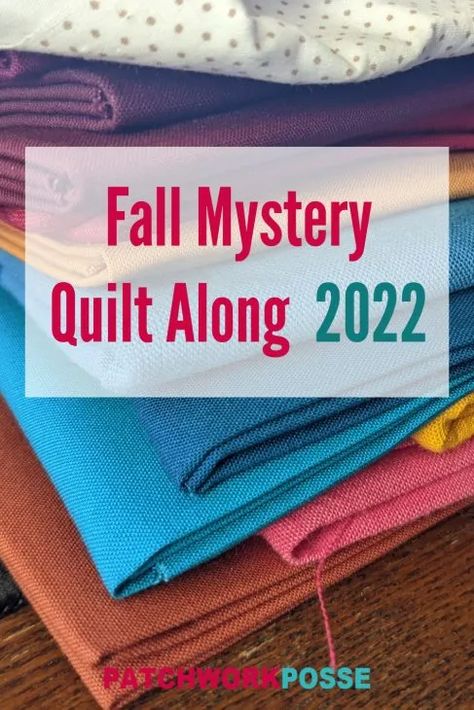 Free Mystery Quilt Patterns, Mystery Quilt Patterns Free, Quilt Along, Mystery Quilt Patterns, The Time Has Come, Mystery Quilt, Fall Quilts, Easy Sewing Projects, Quilt Patterns Free