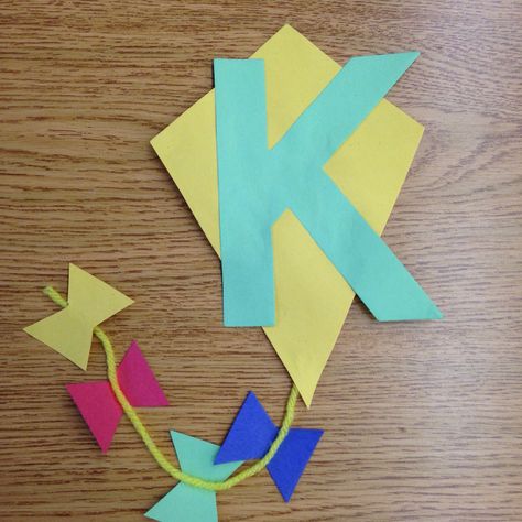 K is for kite K For Kite Preschool, K For Kite Craft, K Is For Kite Craft, Letter K Crafts For Preschoolers Ideas, Kite Art And Craft For Preschool, Letter K Art Preschool, K Activities For Preschoolers, Letter K Preschool Crafts, Preschool Letter K Activities