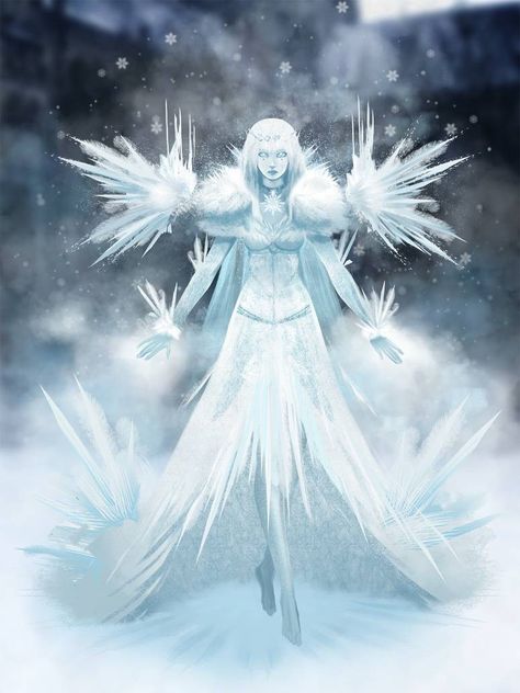 Anime Ice Queen, Ice Fantasy Art, Ice Magic Art, Ice Queen Art, Ice Queen Aesthetic, Ice Elemental, Ice Witch, Winter Court, Snow Elf