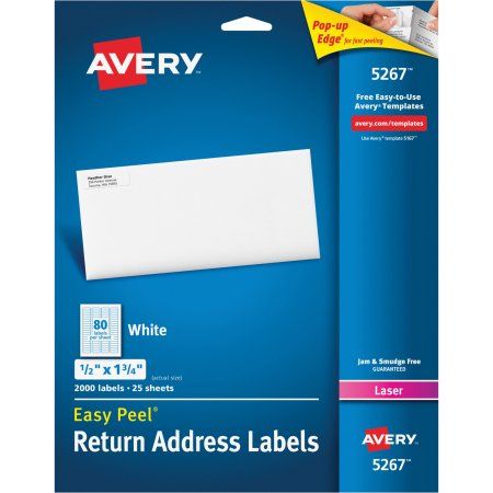 Avery Retun Address Labels, 1.5 x 1.75 in., White, 2000 Count (5267) Avery Address Labels, Wax Paper Transfers, Label Produk, Mailing Address Labels, White Labels, Address Label Template, Envelope Labels, Avery Labels, Mailing Labels