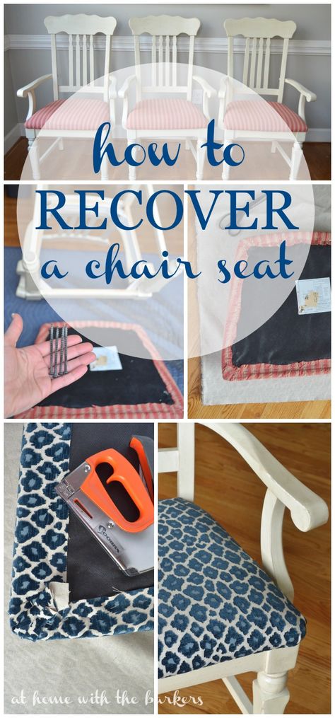 How to recover a chair seat tutorial Recover A Chair, Reapolstering Chairs, Recovering Chairs, Reupholster Chair, Occasional Seating, Wicker Decor, Furniture Rehab, Diy Chair, Refurbished Furniture