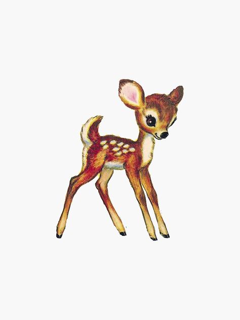 "Vintage Deer" Sticker by BellaBellaVibe | Redbubble Deer Cartoon, Deer Drawing, Deer Illustration, Deer Tattoo, Deer Painting, Sticker Transparent, Deer Design, Deer Art, Vintage Deer