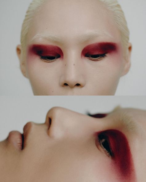 🥀 Post-Valentine Romantic ▪️Shades of Rouge that evokes Layers of Emo It’s Complex yet Simple ♾️ Vulnerable And Gentle - WAWA… | Instagram Dystopian Makeup, Vampire Editorial, Soft Red Makeup, Beautiful Photoshoot Ideas, Horror Makeup, Red Makeup, Soft Red, Beauty Shoot, Eye Makeup Art