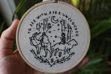 Tree Spirit Princess Mononoke, Princess Mononoke Tattoo, Mononoke Anime, Hand Embroidery Patterns Flowers, Crochet Quilt, Princess Mononoke, Thread Painting, Hand Embroidery Art, Tattoo Pattern