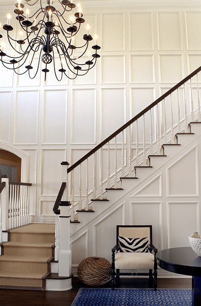 Foyer With Stairs, Staircase Art, Millwork Details, Diy Staircase, Staircase Wall, Two Story Foyer, Stair Case, Foyer Decor, Staircase Railings