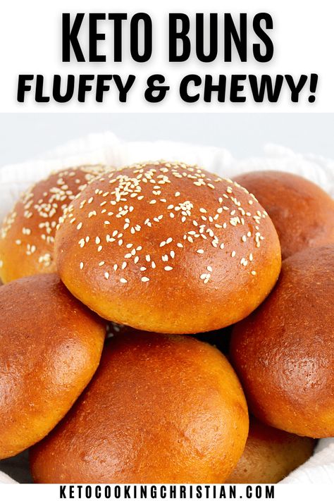 Homemade Keto Buns (Fluffy & Chewy) The texture of these pillowy soft, fluffy and perfectly chewy Homemade Keto Buns are so close to the the real thing, you won't believe it! If you've been missing buns on Keto, these are a game-changer. #ketorolls #ketobread #lowcarbbuns Keto Brioche Buns, Keto Bun, Keto Rolls, Keto Meats, Lupin Flour, Keto Beginner, Bun Recipes, Keto Buns, Homemade Buns